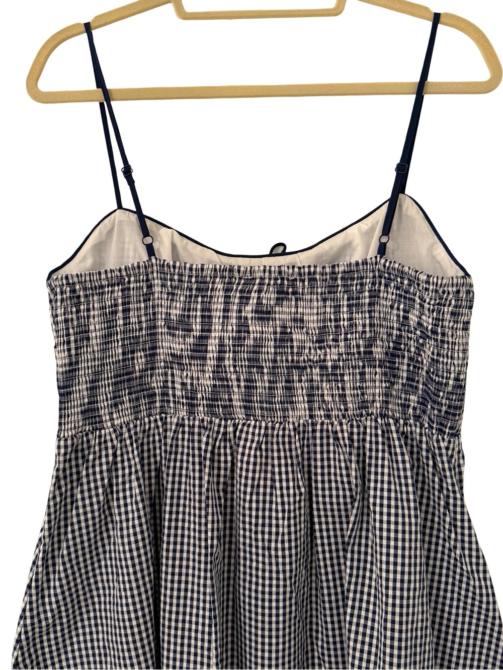 House of Harlow 1960 Gingham Seersucker Smocked Maxi Dress Blue White M NWT - Picture 6 of 9